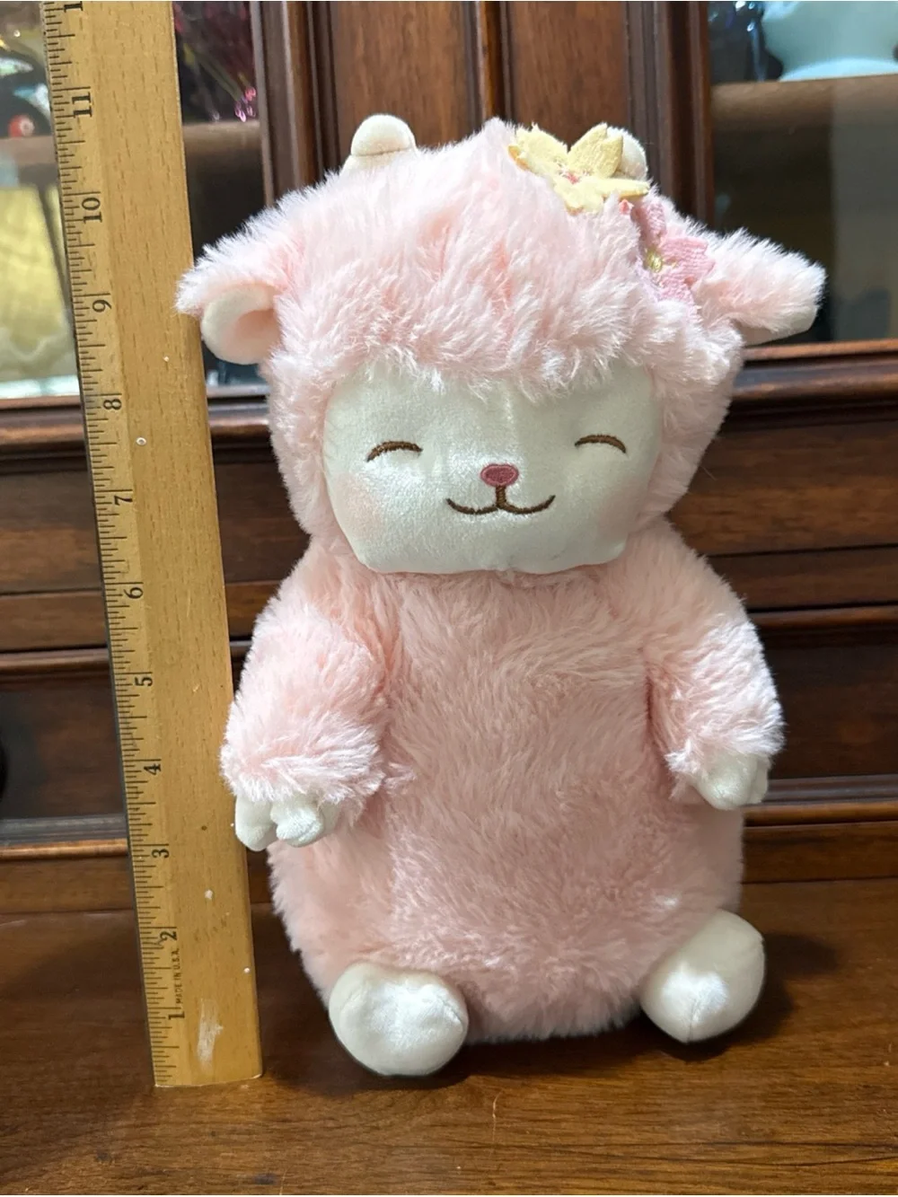 Miniso Lamb Baa Series Sakura Lamb Pink W/Flowers Plush Stuffed Animal Toy